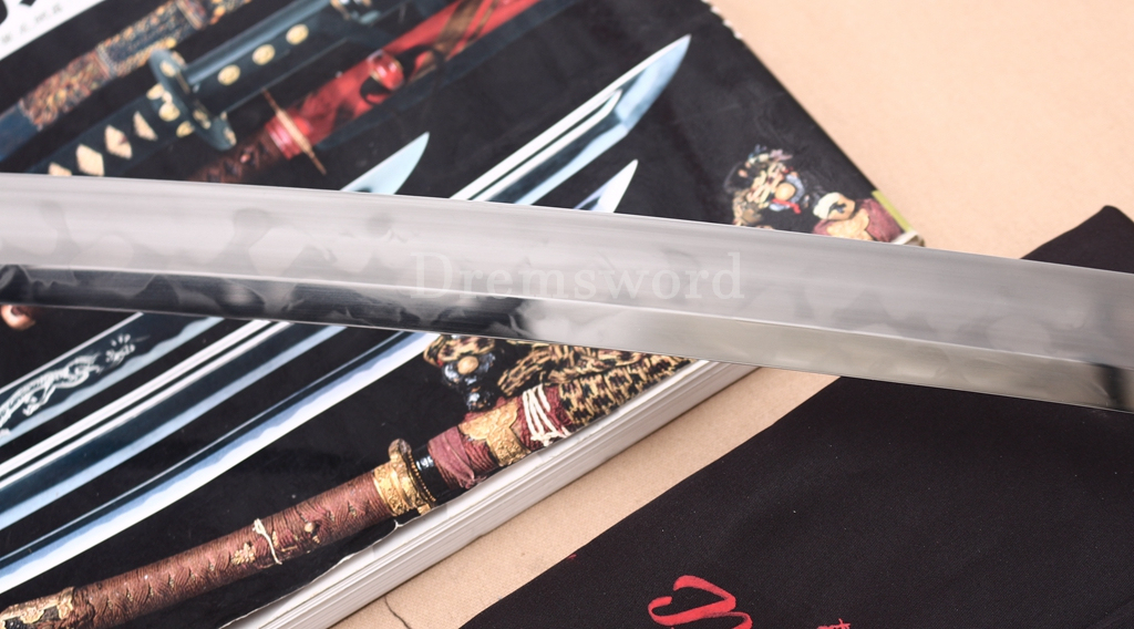 T10 Steel Clay Tempered Katana Hitatsura Hamon Japanese Samurai Sword SHINOGI-ZUKURI Battle Ready Black
