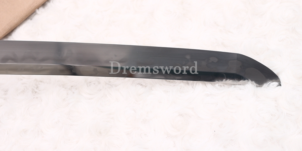 T10 Steel Clay Tempered Katana Hitatsura Hamon Japanese Samurai Sword SHINOGI-ZUKURI Battle Ready Black
