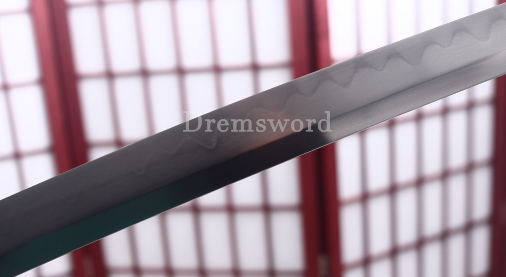Wootz Steel Clay Tempered Katana Japanese Samurai Sword SHINOGI-ZUKURI Battle Ready Black