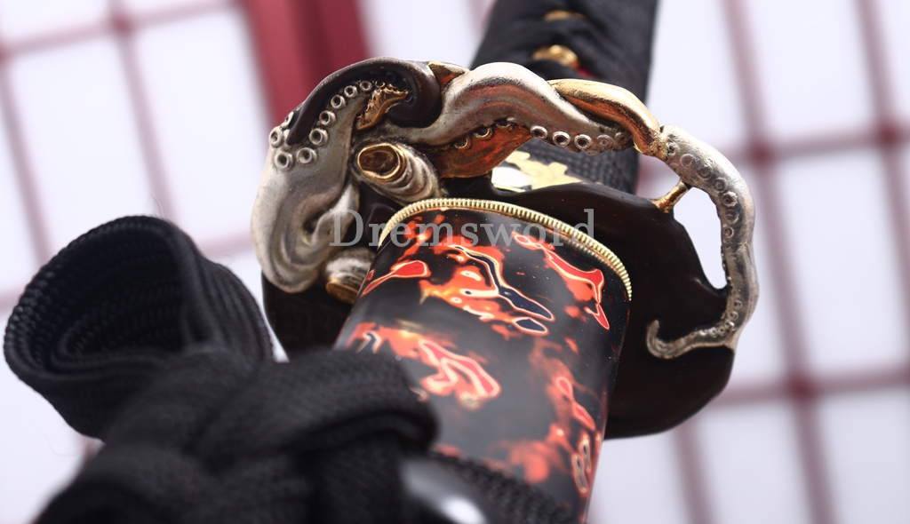 Tamahagane Steel Clay Tempered Katana Hand Carving Japanese Samurai Sword SHINOGI-ZUKURI Urushi-nuri Saya Black