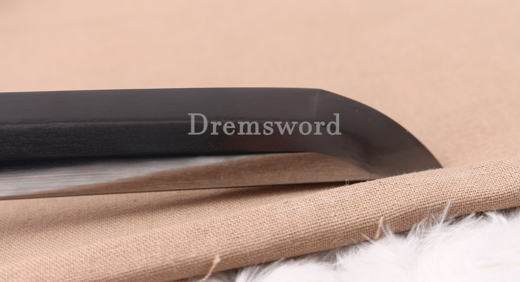 Tamahagane Steel Clay Tempered Katana Hand Carving Japanese Samurai Sword SHINOGI-ZUKURI Urushi-nuri Saya Black