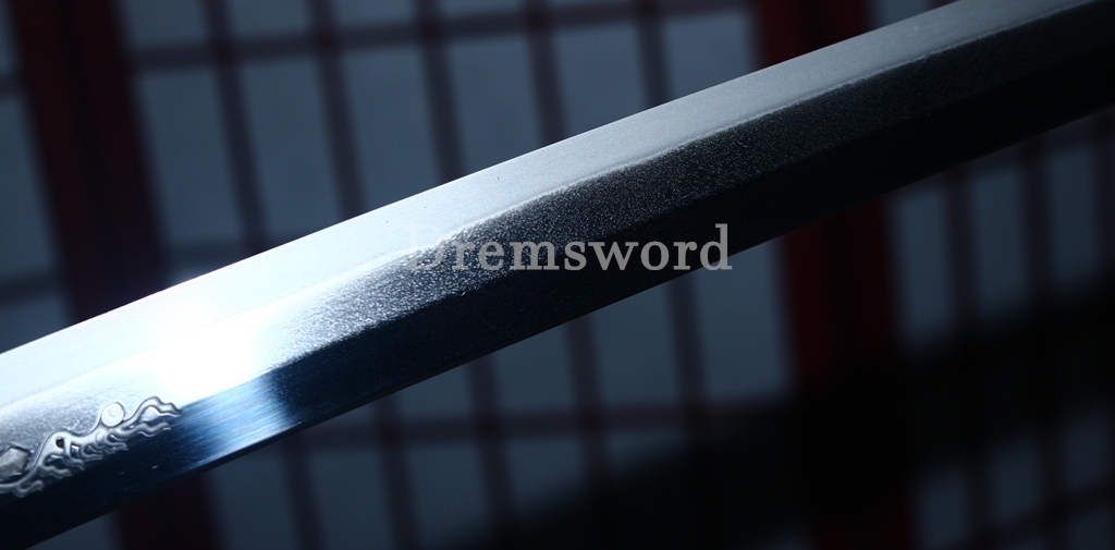 Tamahagane Steel Clay Tempered Katana Hand Carving Japanese Samurai Sword SHINOGI-ZUKURI Urushi-nuri Saya Black