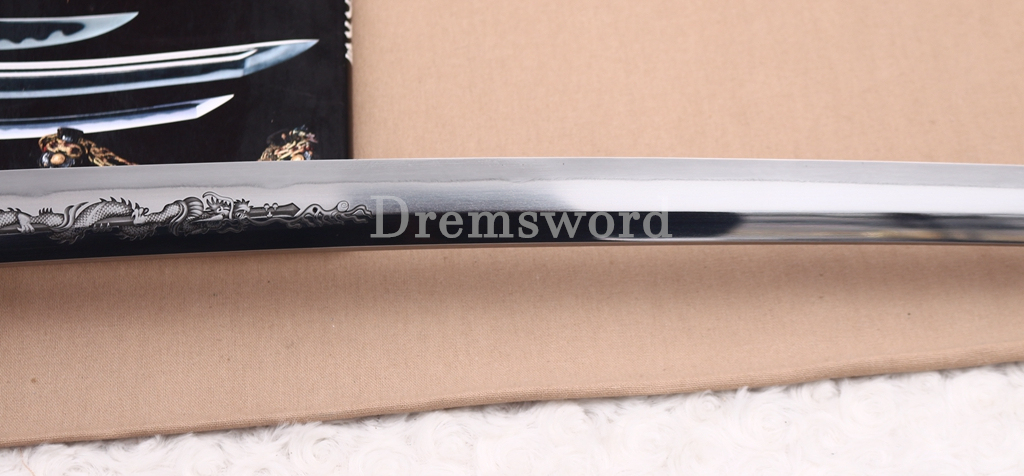 Tamahagane Steel Clay Tempered Katana Hand Carving Japanese Samurai Sword SHINOGI-ZUKURI Urushi-nuri Saya Black