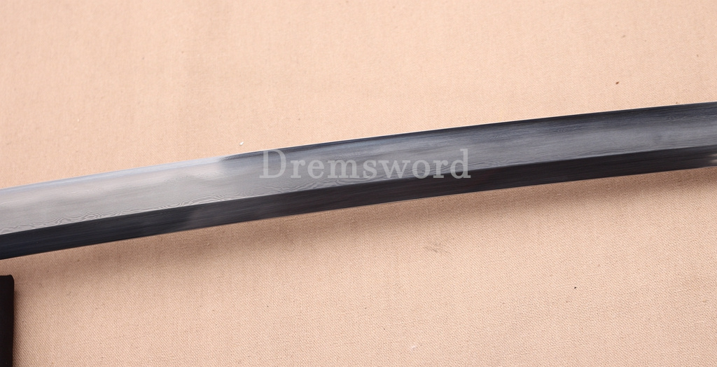 Folded Steel Clay Tempered Katana Abrasive Hamon Japanese Samurai Sword Urushi-nuri Saya Shinogi-Zukuri Red