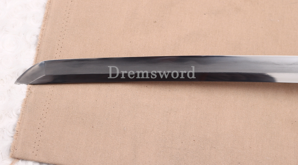 Folded Steel Clay Tempered Katana Abrasive Hamon Japanese Samurai Sword Urushi-nuri Saya Shinogi-Zukuri Red