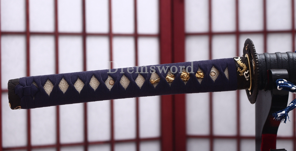 Folded Steel Clay Tempered Katana Japanese Samurai Sword for Battle Shinogi-Zukuri Black