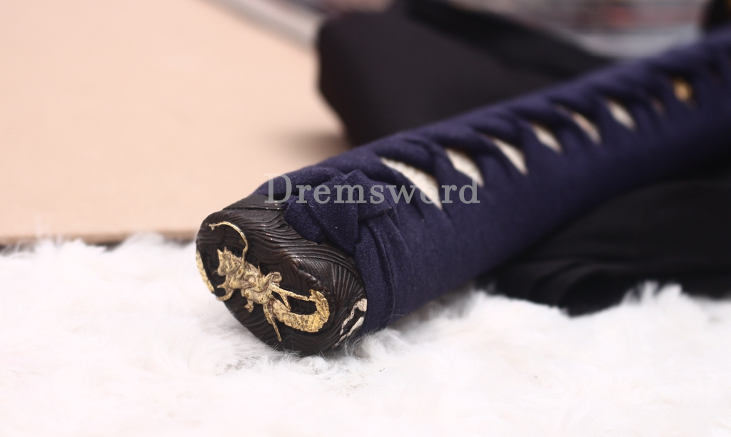 Folded Steel Clay Tempered Katana Japanese Samurai Sword for Battle Shinogi-Zukuri Black