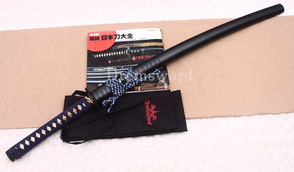 Folded Steel Clay Tempered Katana Japanese Samurai Sword for Battle Shinogi-Zukuri Black