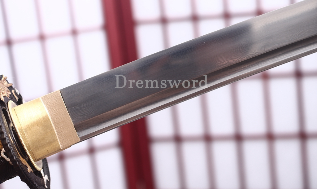 Folded Steel Clay Tempered Katana Japanese Samurai Sword for Battle Shinogi-Zukuri Black