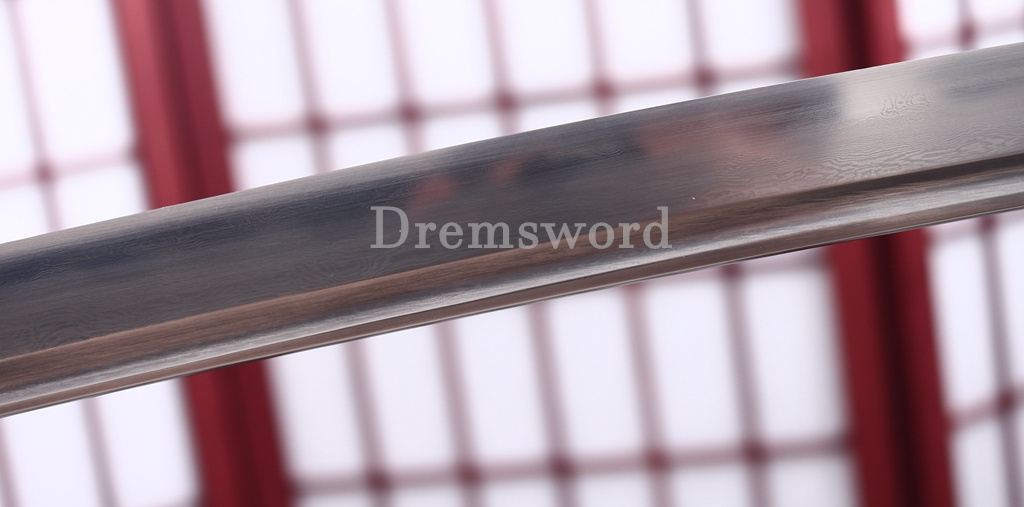 Folded Steel Clay Tempered Katana Japanese Samurai Sword for Battle Shinogi-Zukuri Black