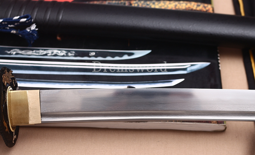 Folded Steel Clay Tempered Katana Japanese Samurai Sword for Battle Shinogi-Zukuri Black
