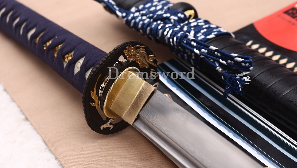 Folded Steel Clay Tempered Katana Japanese Samurai Sword for Battle Shinogi-Zukuri Black