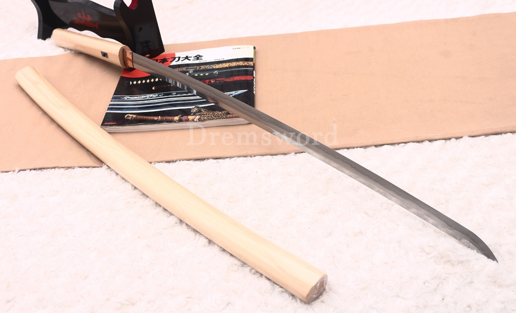 100% Handmade Tamahagane Steel Clay Tempered Shirasaya Japanese Samurai Katana Sword SHINOGI-ZUKURI
