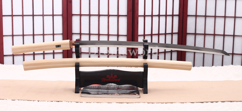 100% Handmade Tamahagane Steel Clay Tempered Shirasaya Japanese Samurai Katana Sword SHINOGI-ZUKURI White