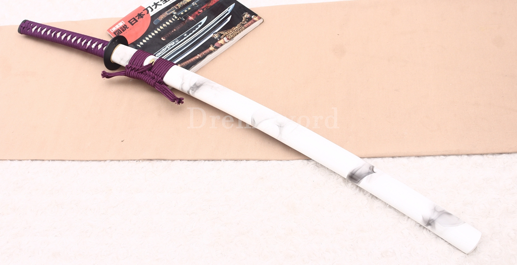T10 Carbon Steel Katana the Little Pony Japanese Samurai Functional Battle Sword Shinogi ZUKURI White