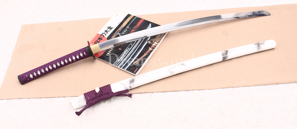 T10 Carbon Steel Katana the Little Pony Japanese Samurai Functional Battle Sword Shinogi ZUKURI White