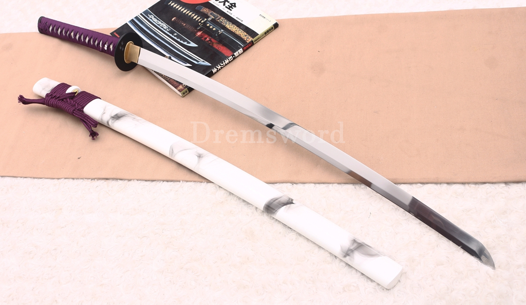 T10 Carbon Steel Katana the Little Pony Japanese Samurai Functional Battle Sword Shinogi ZUKURI White
