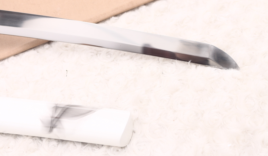 T10 Carbon Steel Katana the Little Pony Japanese Samurai Functional Battle Sword Shinogi ZUKURI White