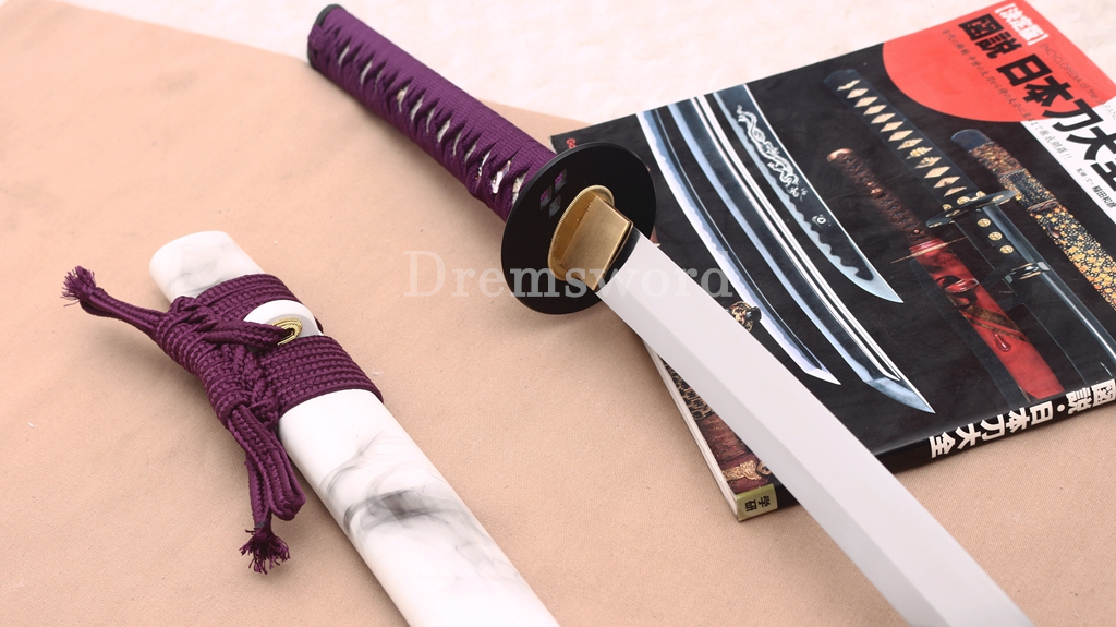 T10 Carbon Steel Katana the Little Pony Japanese Samurai Functional Battle Sword Shinogi ZUKURI White