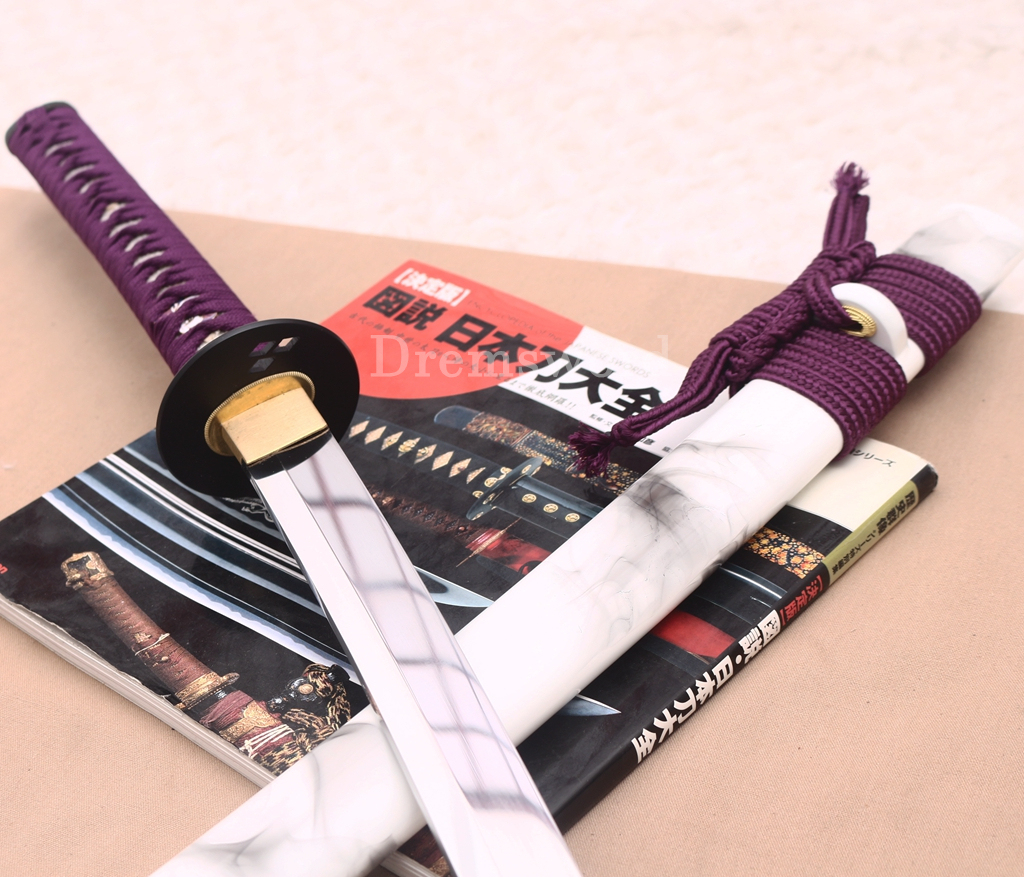T10 Carbon Steel Katana the Little Pony Japanese Samurai Functional Battle Sword Shinogi ZUKURI White