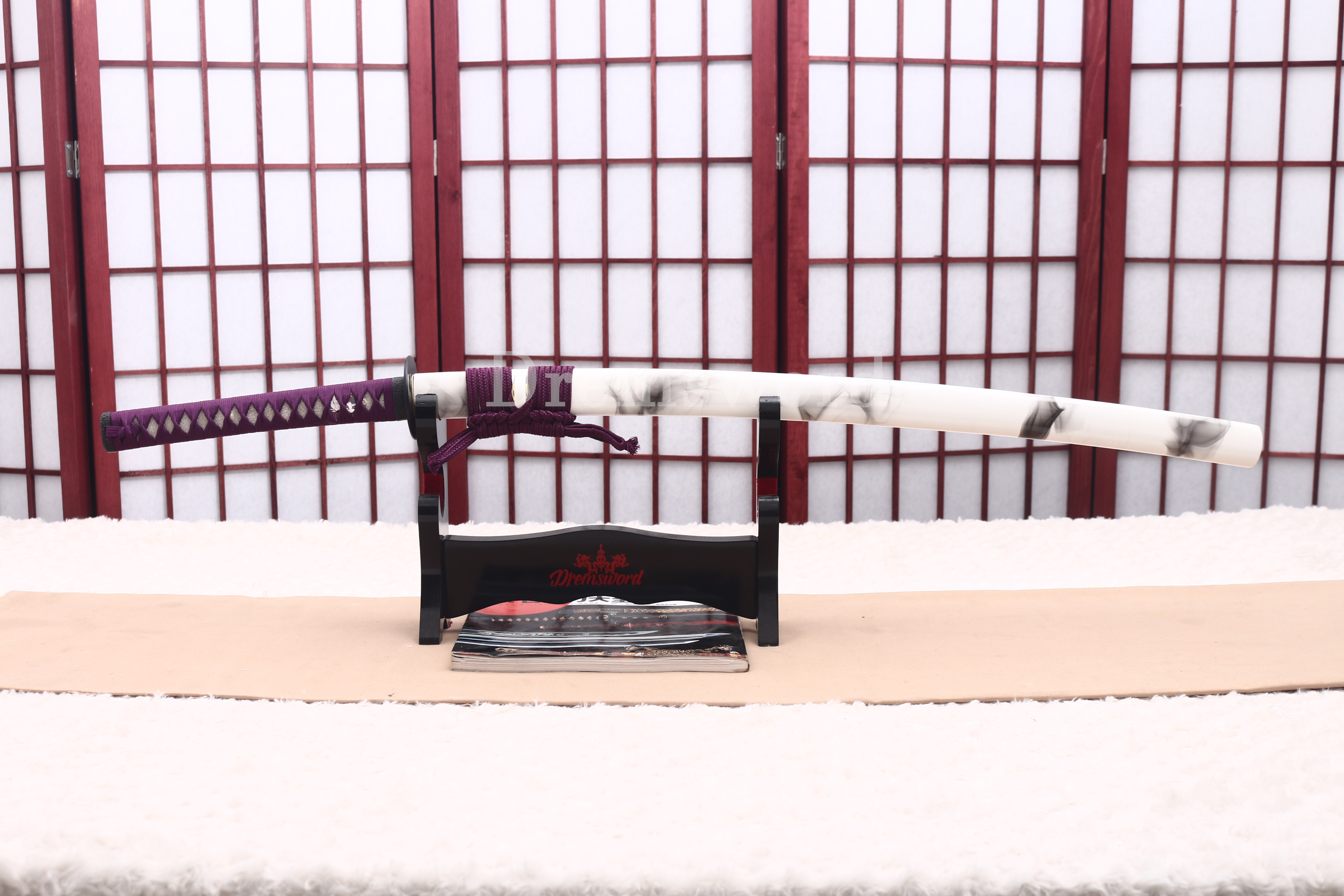 T10 Carbon Steel Katana the Little Pony Japanese Samurai Functional Battle Sword Shinogi ZUKURI White