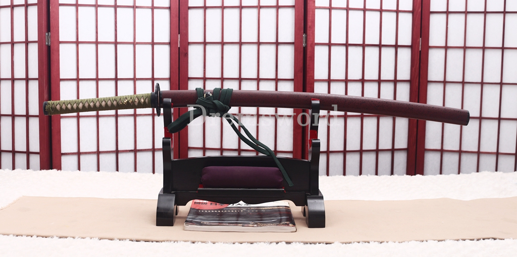 Hand Polishing T10 Clay Tempered Katana O Kissaki Japanese Samurai Sword SHINOGI-ZUKURI Battle Ready Red