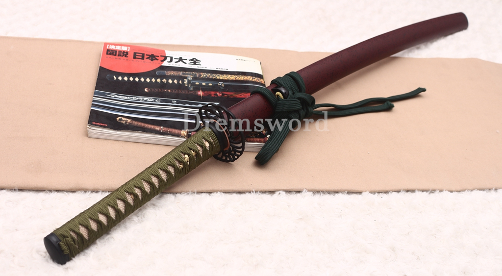 Hand Polishing T10 Clay Tempered Katana O Kissaki Japanese Samurai Sword SHINOGI-ZUKURI Battle Ready Red