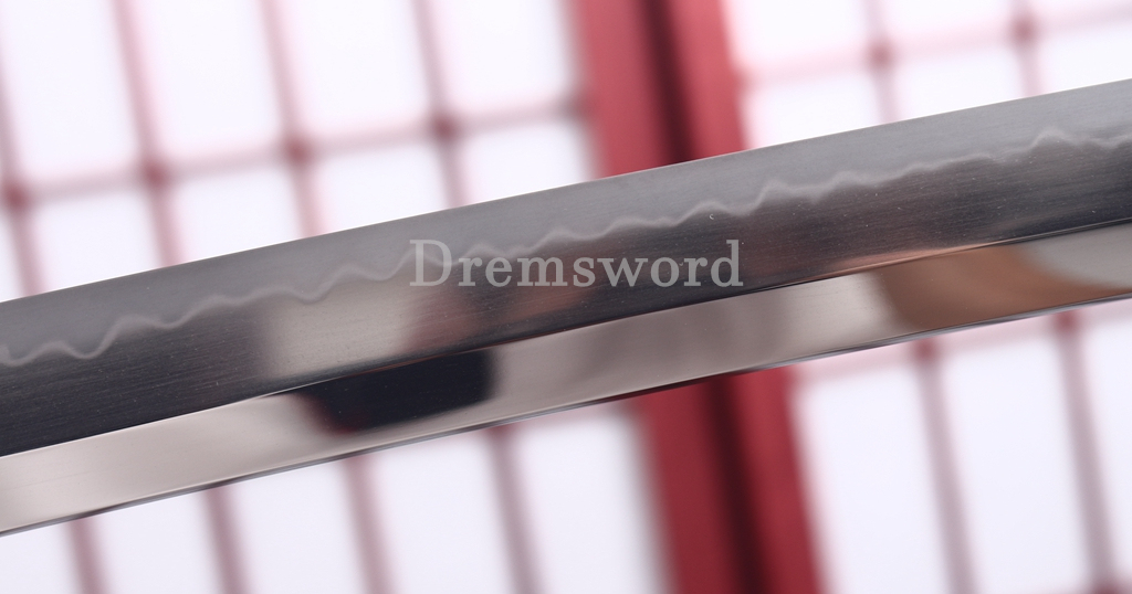 Hand Polishing T10 Clay Tempered Katana O Kissaki Japanese Samurai Sword SHINOGI-ZUKURI Battle Ready Red