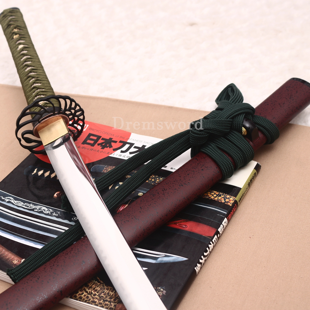 Hand Polishing T10 Clay Tempered Katana O Kissaki Japanese Samurai Sword SHINOGI-ZUKURI Battle Ready Red
