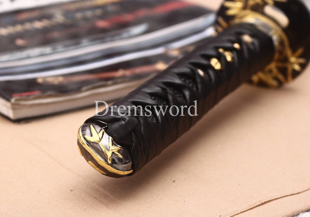 Handmade 9260 Spring Steel Wakizashi Horn Saya Japanese Samurai Sword Battle Ready Full Tang Shinogi-Zukuri Red