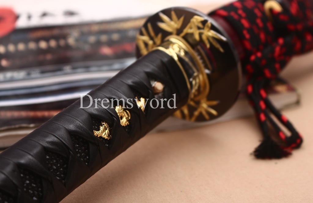 9260 Spring Steel Daisho Katana + Wakizashi Set with Horn Saya Japanese Samurai Sword Battle Ready Shinogi-Zukuri Red