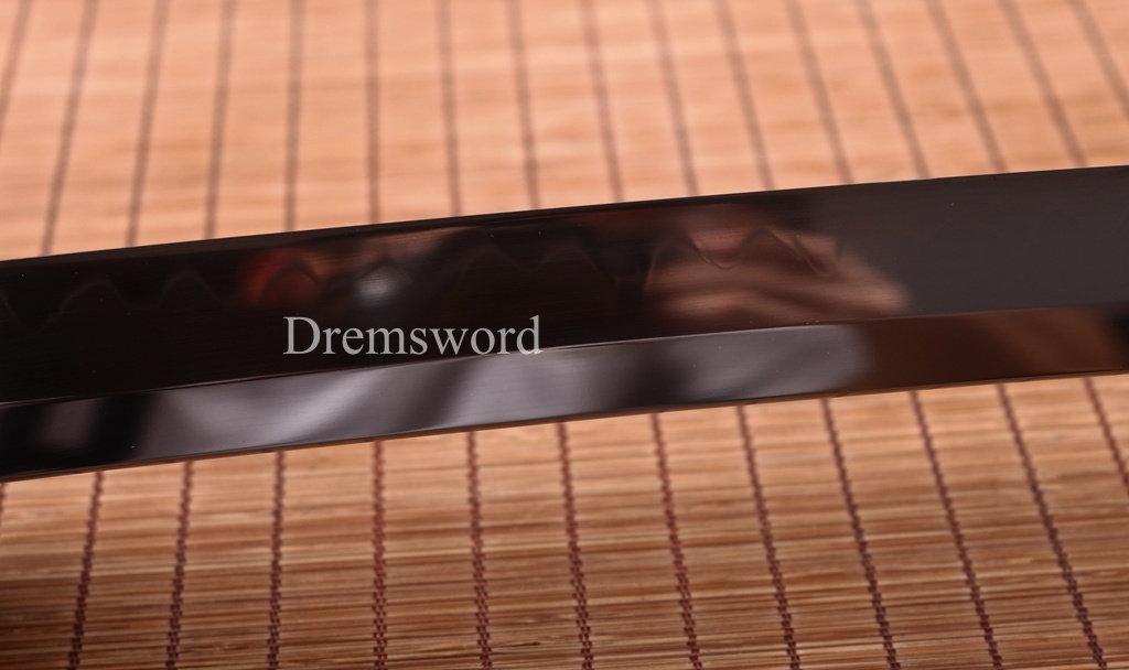T10 Steel Clay Tempered Katana Japanese Samurai Sword SHINOGI-ZUKURI Battle Ready Red Dragon Saya