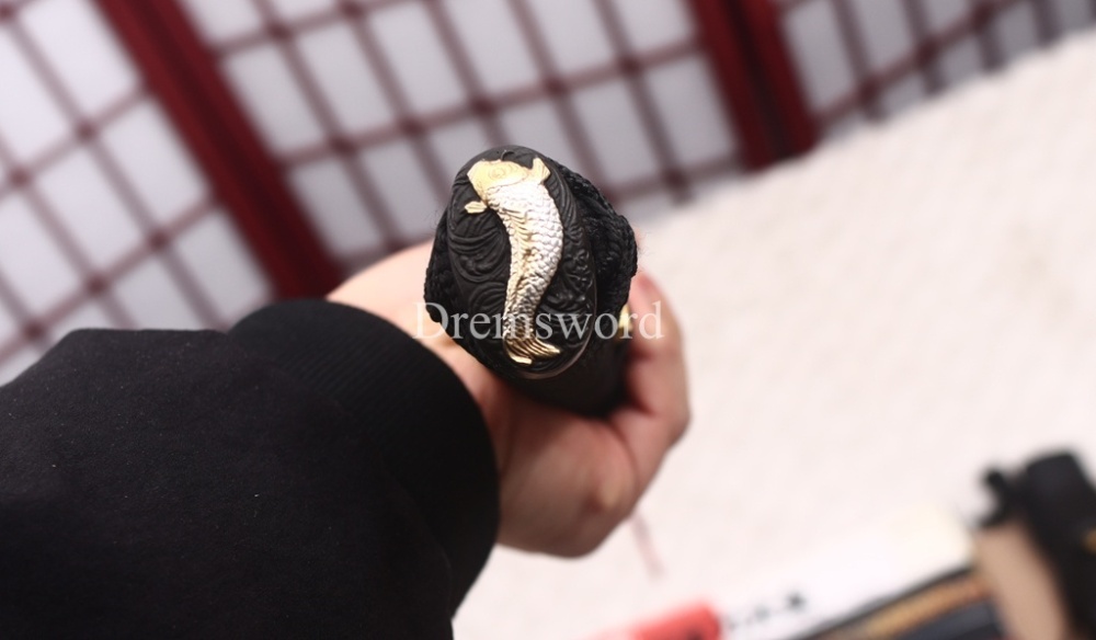 Functional 1095 High Carbon Steel Wakizashi Double Bo-hi Japanese Samurai Battle Sword Shinogi ZUKURI Black