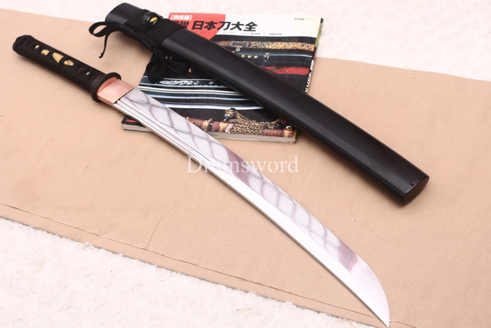 4.5cm Wide 1095 High Carbon Steel Wakizashi Double Bo-hi Japanese Samurai Sword Heavy Cutter Shinogi ZUKURI Black