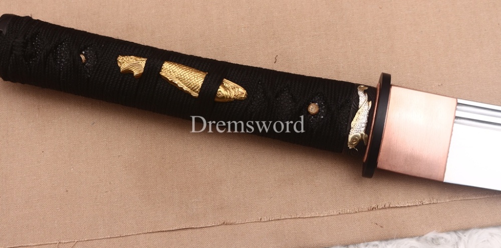 4.5cm Wide 1095 High Carbon Steel Wakizashi Double Bo-hi Japanese Samurai Sword Heavy Cutter Shinogi ZUKURI Black