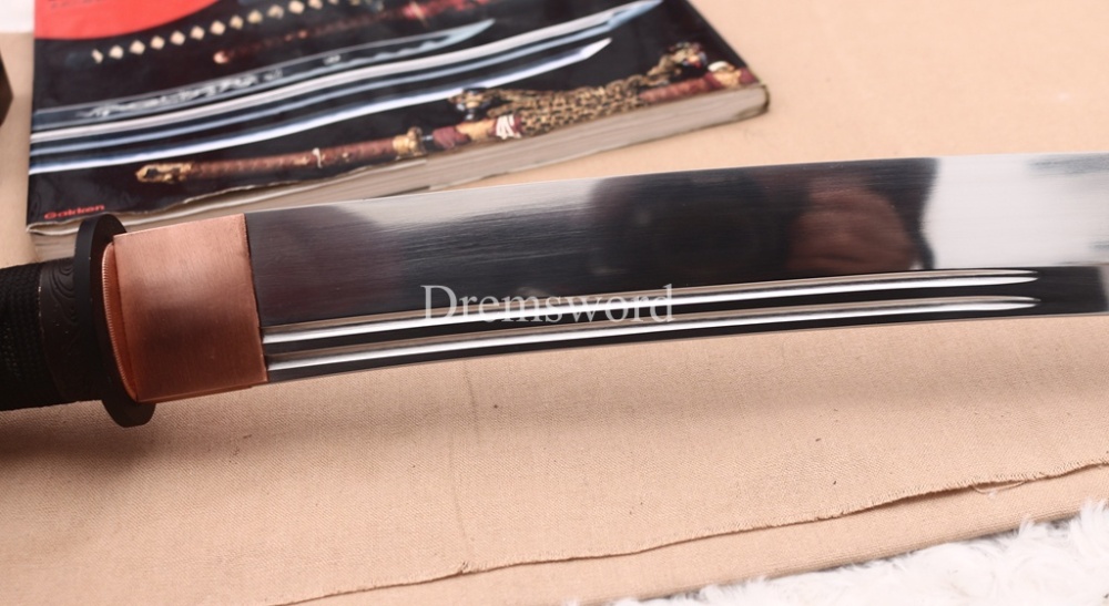 4.5cm Wide 1095 High Carbon Steel Wakizashi Double Bo-hi Japanese Samurai Sword Heavy Cutter Shinogi ZUKURI Black