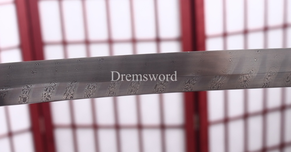 Damascus Folded Steel Twisted Pattern Katana Japanese Samurai Sword Battle Ready Shinogi Zukuri Rayskin Saya