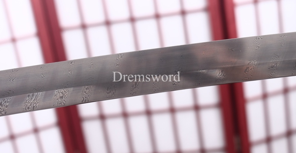Damascus Folded Steel Twisted Pattern Katana Japanese Samurai Sword Battle Ready Shinogi Zukuri Rayskin Saya