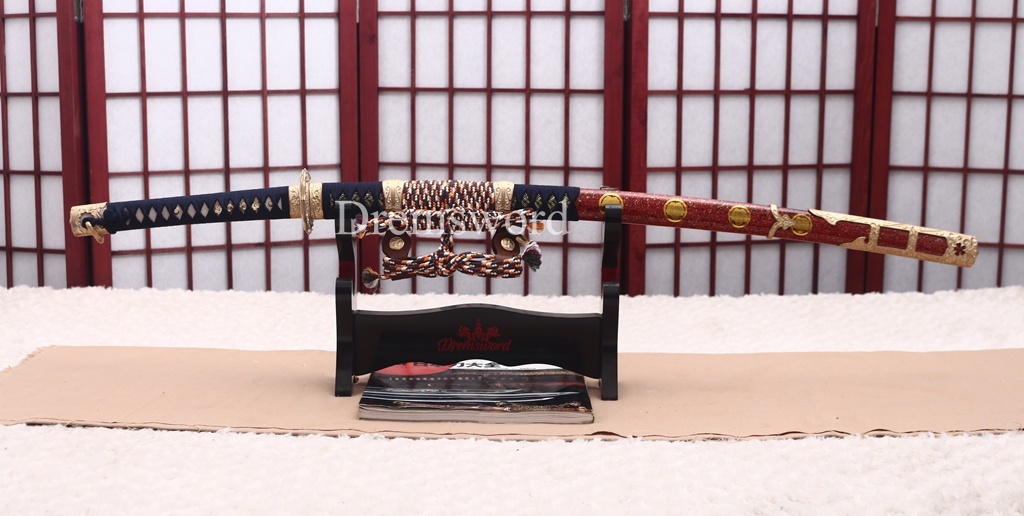 Hand Polishing Tamahagane Clay Tempered Tachi Katana Japanese Samurai Sword SHINOGI-ZUKURI Gold