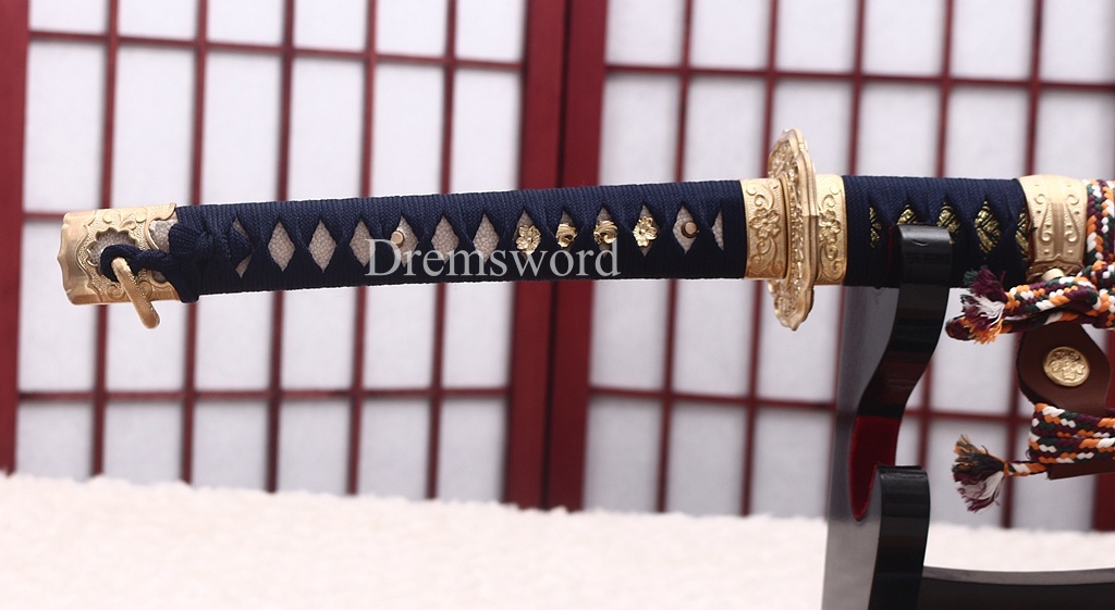 Hand Polishing Tamahagane Clay Tempered Tachi Katana Japanese Samurai Sword SHINOGI-ZUKURI Gold
