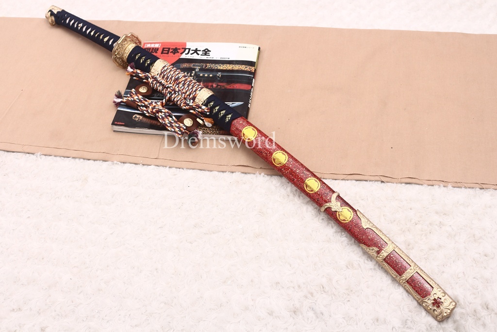 Hand Polishing Tamahagane Clay Tempered Tachi Katana Japanese Samurai Sword SHINOGI-ZUKURI Gold