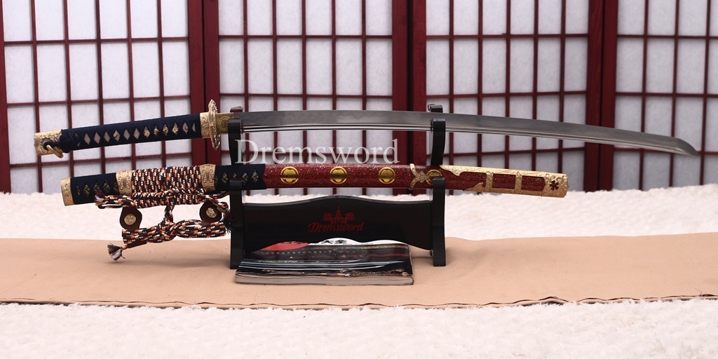 Hand Polishing Tamahagane Clay Tempered Tachi Katana Japanese Samurai Sword SHINOGI-ZUKURI Gold