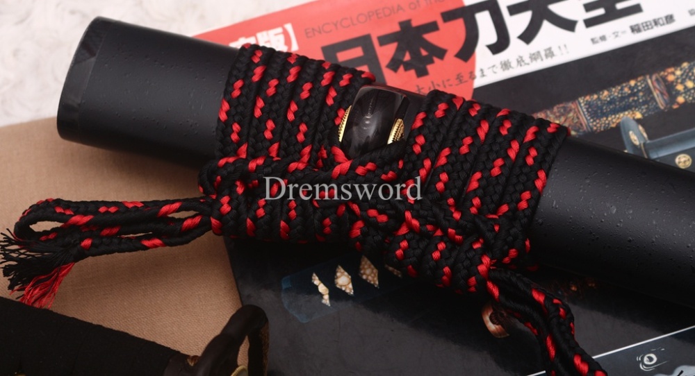 Handmade L6 Steel Clay Tempered Wakizashi Japanese Samurai Sword Shinogi-Zukuri Sword Black
