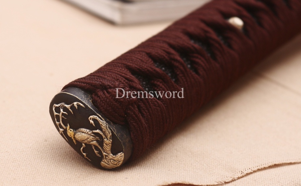 Hadori Polishing L6 Steel Clay Tempered Choji Hamon Katana Rosewood Saya Japanese Samurai Sword Shinogi-Zukuri Sword Brown