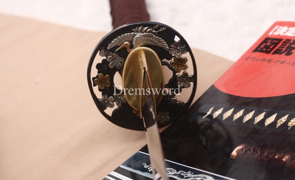Hadori Polishing L6 Steel Clay Tempered Choji Hamon Katana Rosewood Saya Japanese Samurai Sword Shinogi-Zukuri Sword Brown