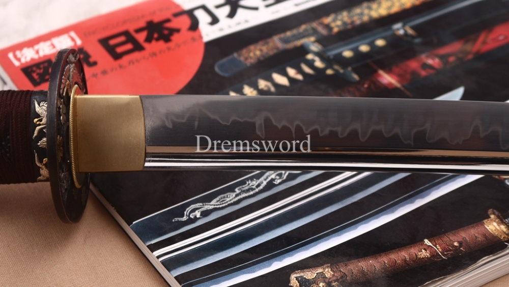 Hadori Polishing L6 Steel Clay Tempered Choji Hamon Katana Rosewood Saya Japanese Samurai Sword Shinogi-Zukuri Sword Brown