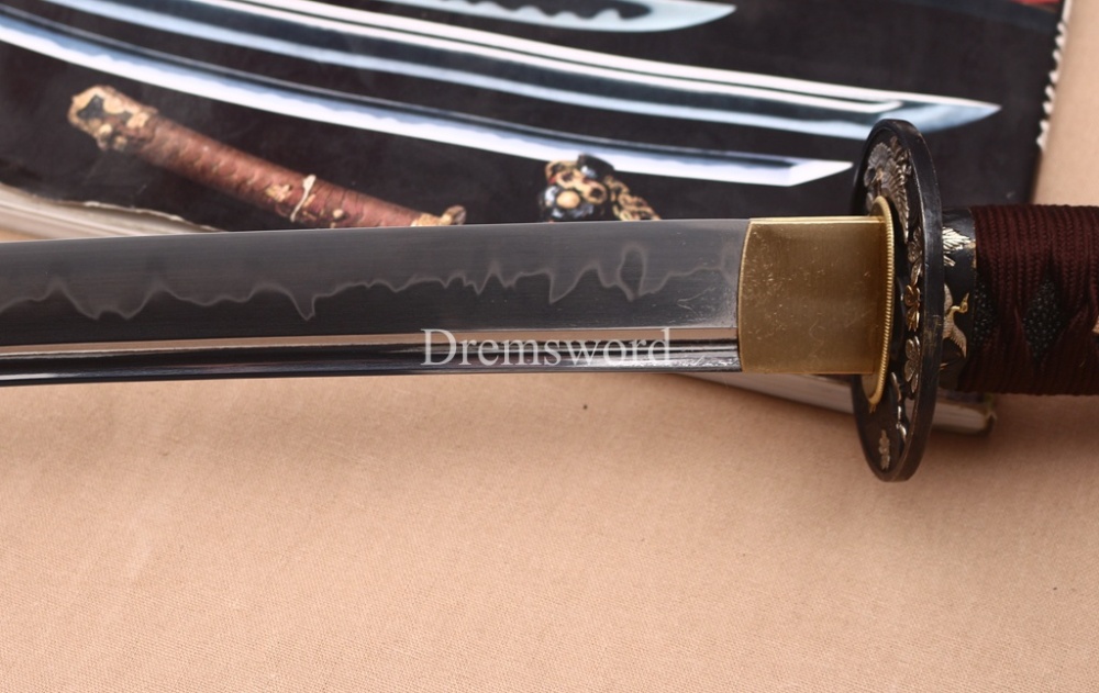 Hadori Polishing L6 Steel Clay Tempered Choji Hamon Katana Rosewood Saya Japanese Samurai Sword Shinogi-Zukuri Sword Brown