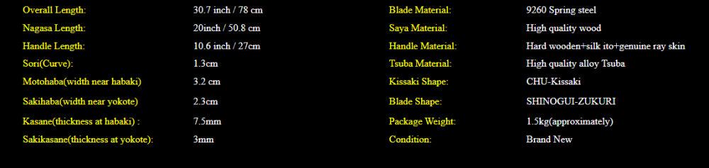 Promoted KO Katana from Facebook Shipment only to the USA