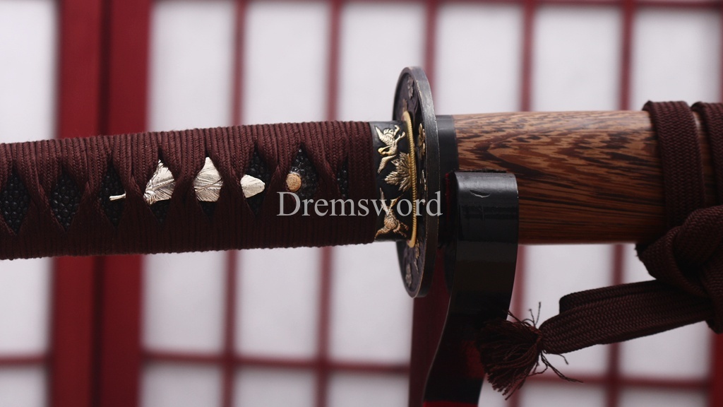 Hadori Polishing L6 Steel Clay Tempered Choji Hamon Katana Rosewood Saya Japanese Samurai Sword Shinogi-Zukuri Sword Brown