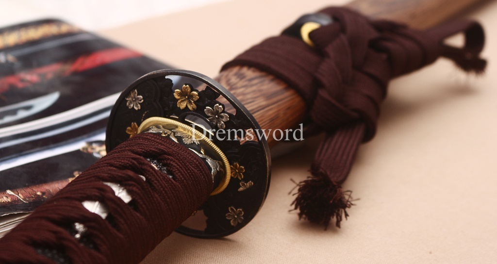 Hadori Polishing L6 Steel Clay Tempered Choji Hamon Katana Rosewood Saya Japanese Samurai Sword Shinogi-Zukuri Sword Brown